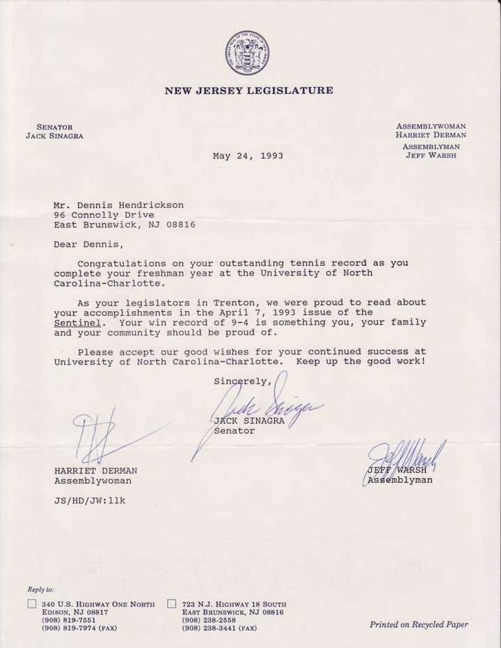 New Jersey Legislature letter, May 24, 1993