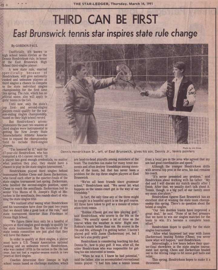 The Star-Ledger, March 14, 1991: Third Can Be First